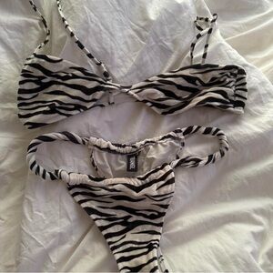 Triangl Swimwear Zebra Print Bikini - Black and White